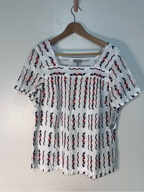 NWT Multiples Liberty Boho Women’s M 100% Cotton Embroidered Square Neck Top